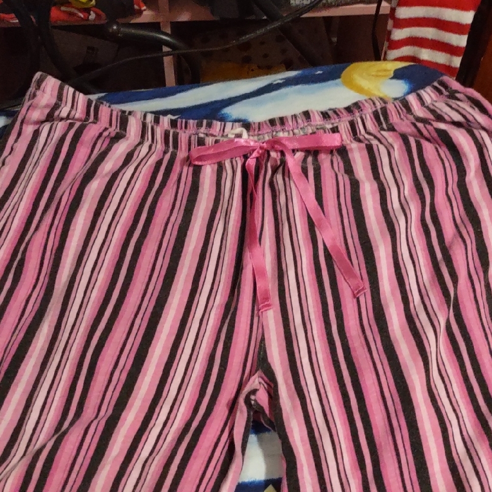 Striped Pink and Black Pajama Pants